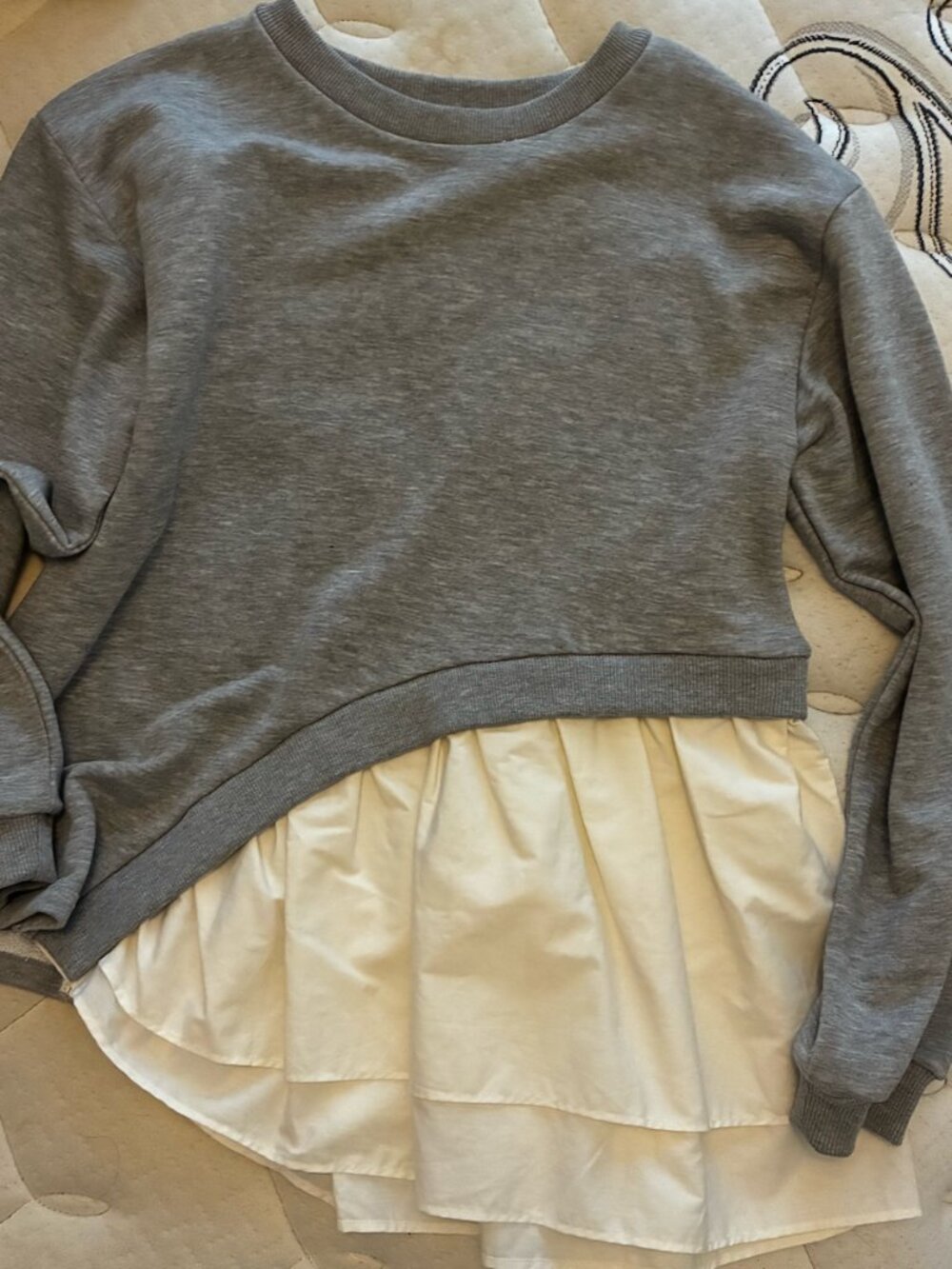 Maeve Gray Layered Ruffle Hem Sweatshirt - Picture 3 of 7
